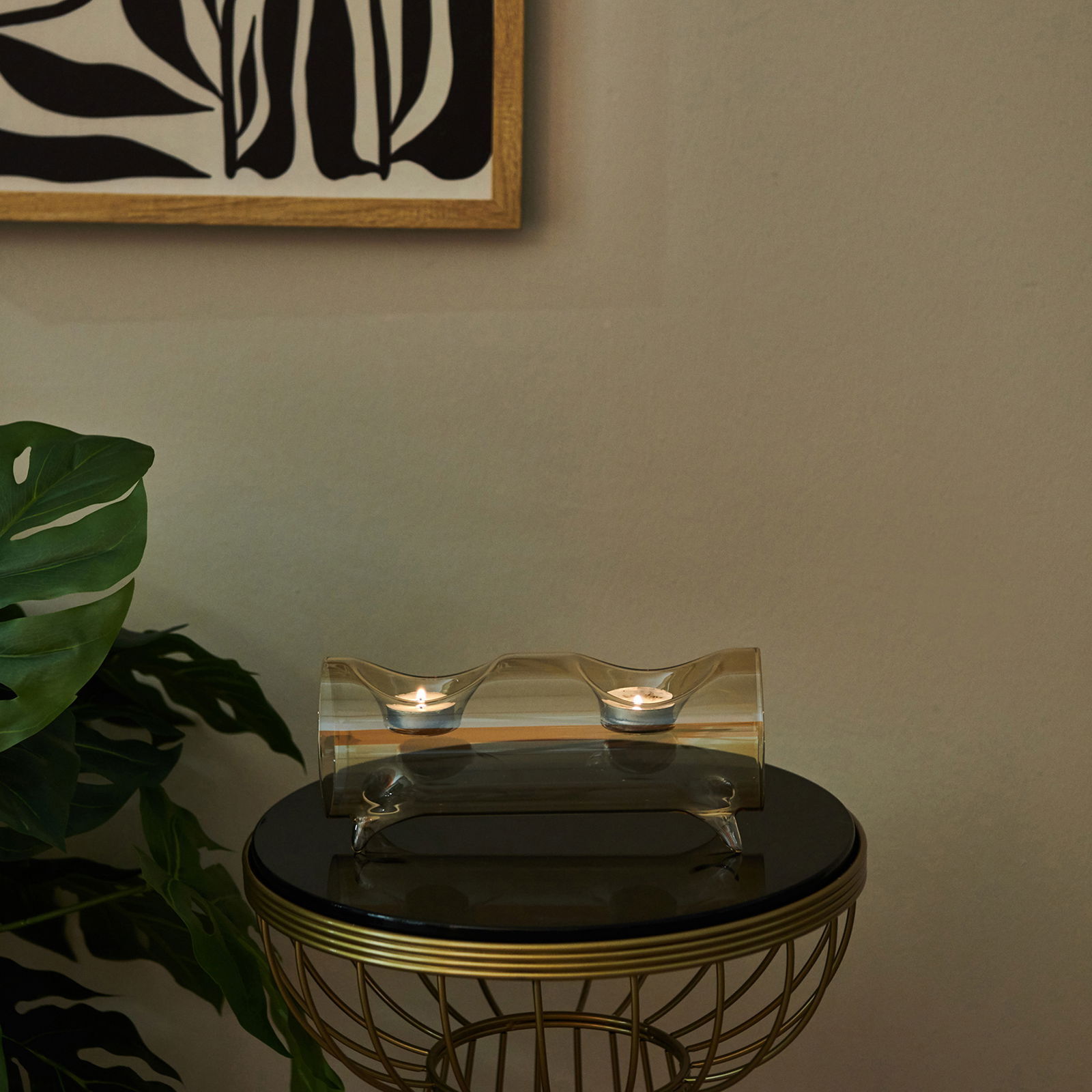 Design 2'li Sıralı Cam Mumluk - Bal