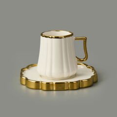 İsla 6'lı Kahve Fincanı - Beyaz / Sarı