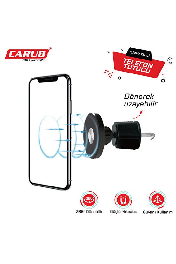 Carub Telefon Tutucu Mıknatıs Havalandırma Kancalı