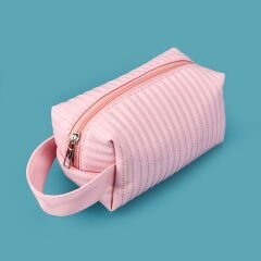 Kapitone Kozmetik Çantası - Pembe - 18x10 cm