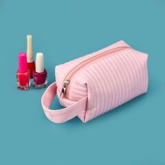 Kapitone Kozmetik Çantası - Pembe - 18x10 cm