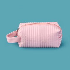 Kapitone Kozmetik Çantası - Pembe - 18x10 cm