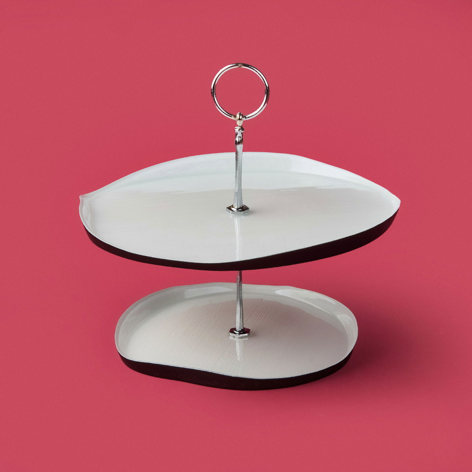 Kitchen Jota İki Katlı Kurabiyelik - Beyaz / Siyah - 28 cm + 21 cm