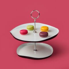 Kitchen Jota İki Katlı Kurabiyelik - Beyaz / Siyah - 28 cm + 21 cm