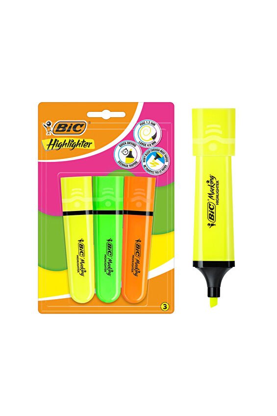 Bic Flat Fosforlu Kalem Neon 3 lü Blister