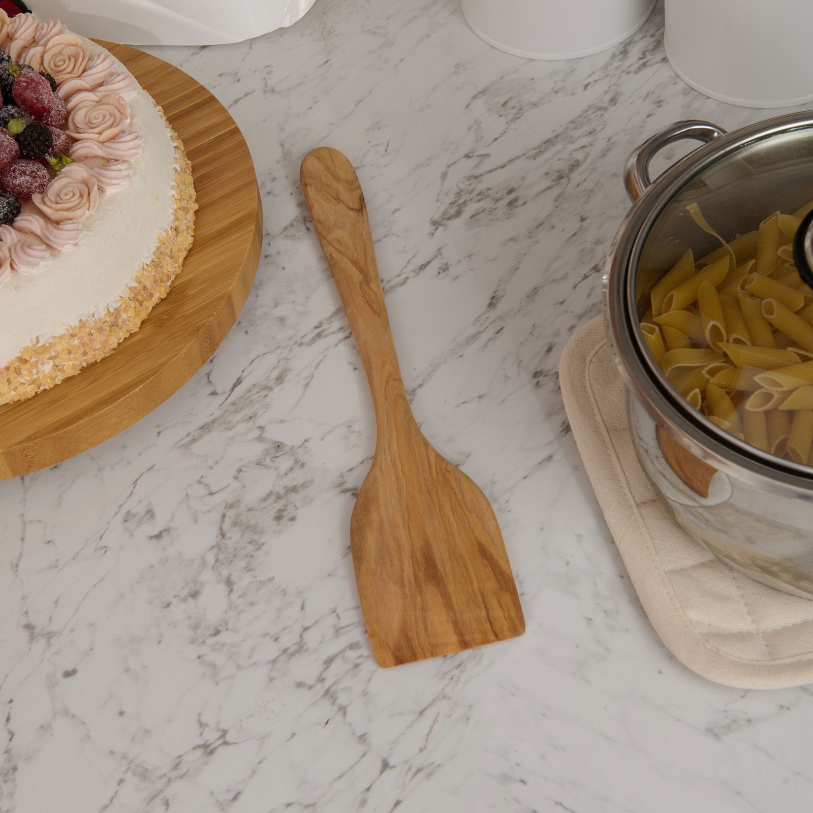 Zeytin Ağacı Düz Spatula - Açık Kahverengi - 30 cm