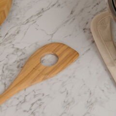 Zeytin Ağacı Büyük Delikli Spatula - Açık Kahverengi - 30 cm