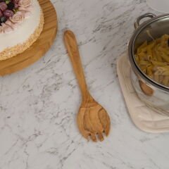 Zeytin Ağacı Servis Kaşığı - Açık Kahverengi - 30 cm