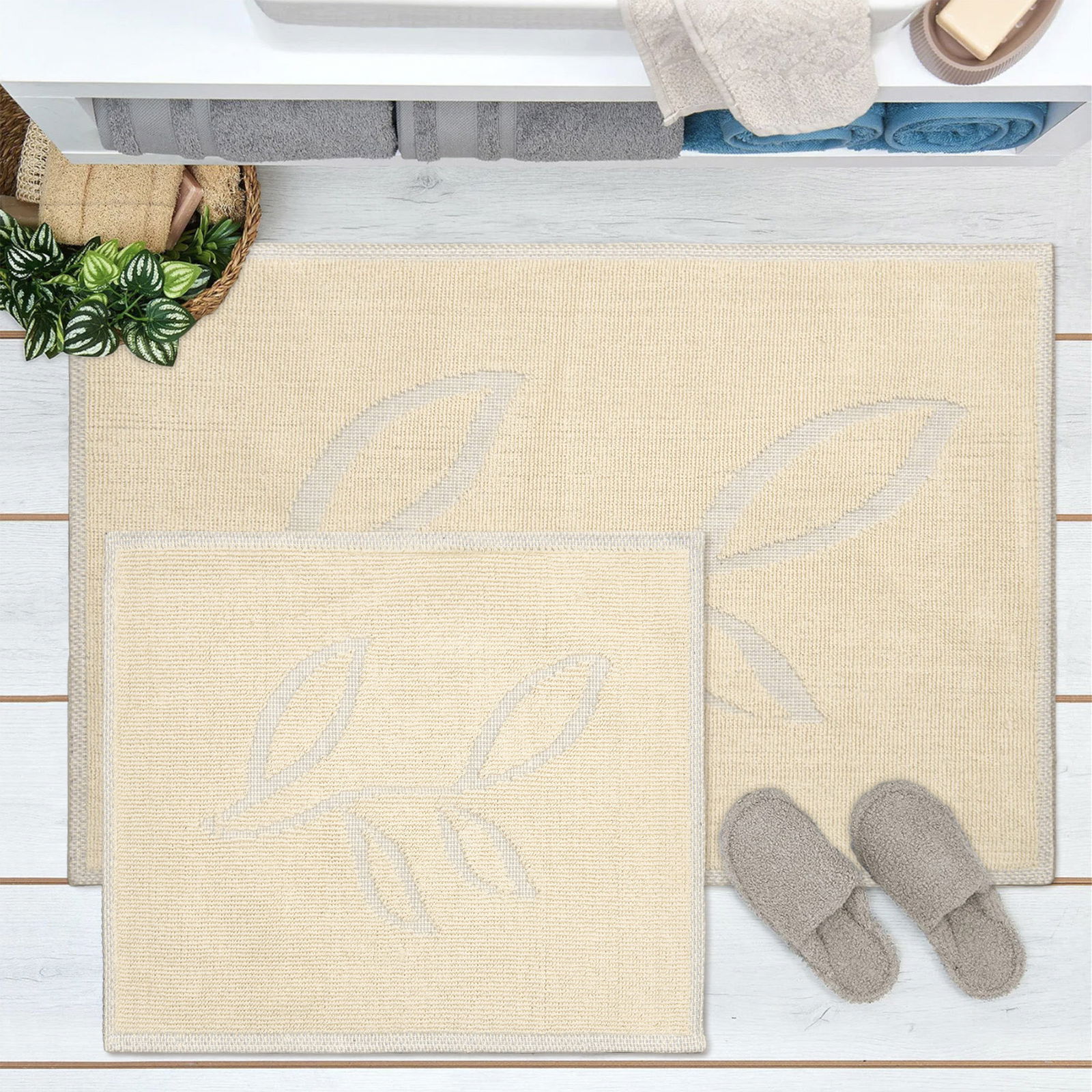 Soft Nemi 2'li Banyo Paspası - Bej - 60x100 cm + 50x60 cm