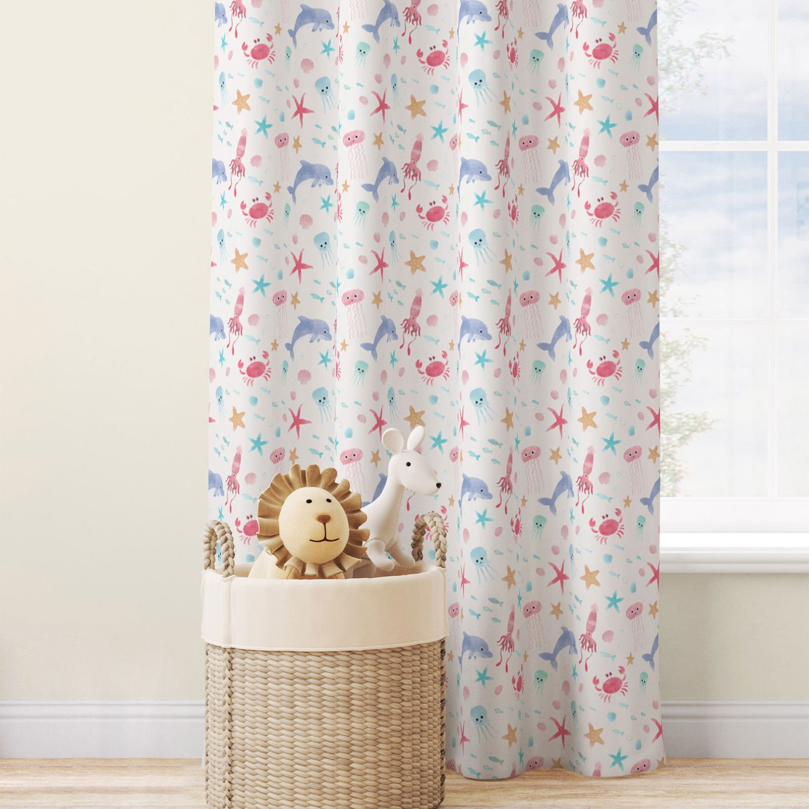 Balık Desenli Çocuk Fon Perde - 140x270 cm