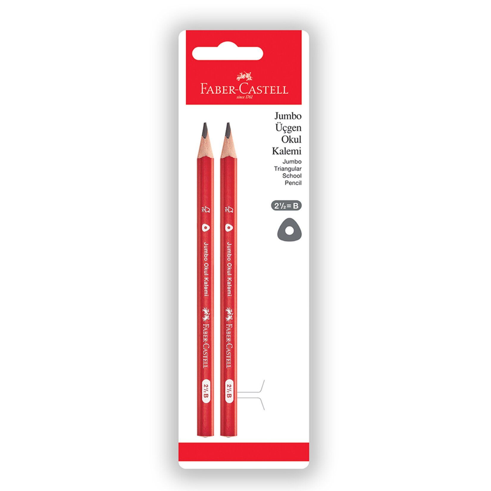 Faber Castell .Jumbo Üçgen Okul Kalemi 2.5B 2'li