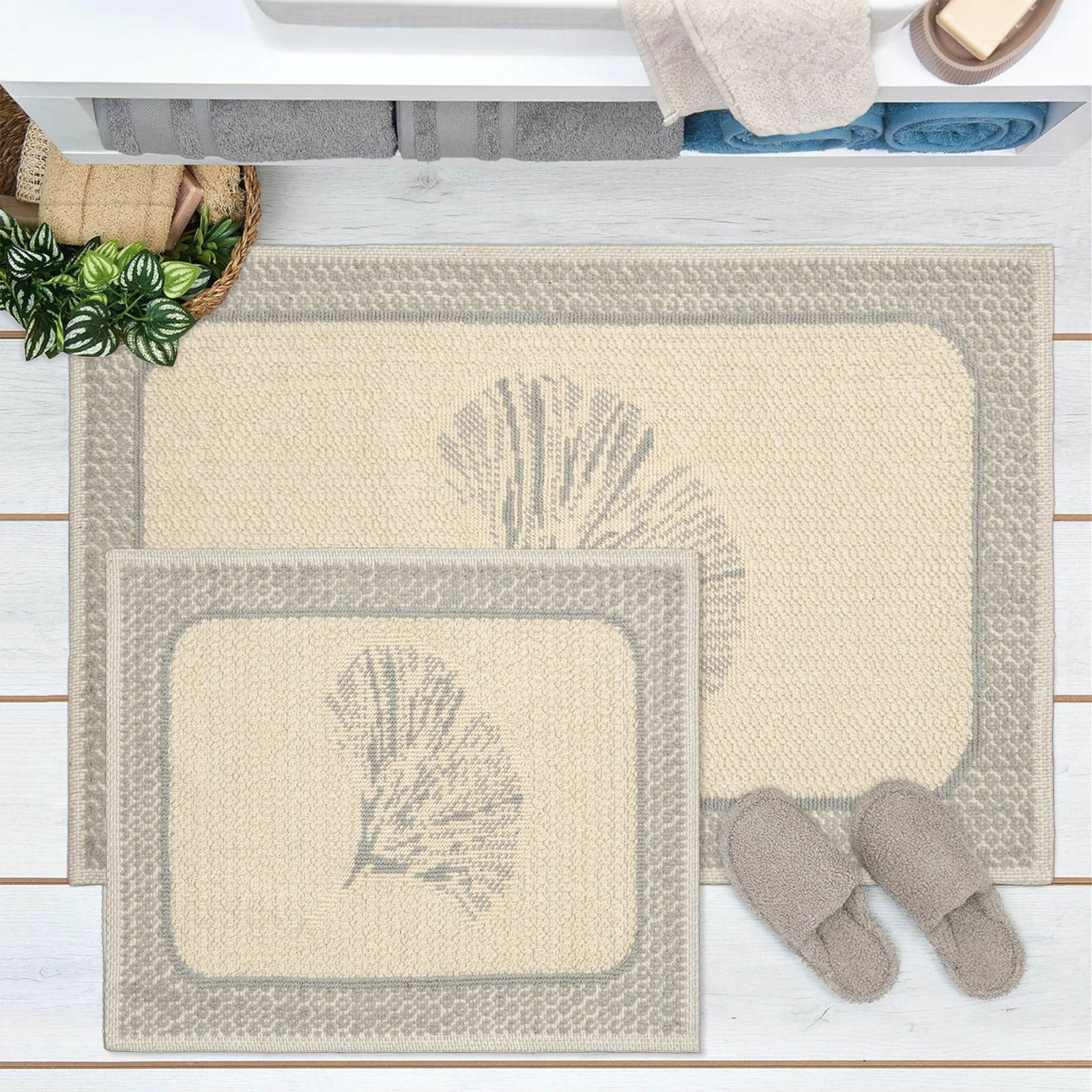 Soft Melagne 2'li Banyo Paspası - Bej - 60x100 cm + 50x60 cm