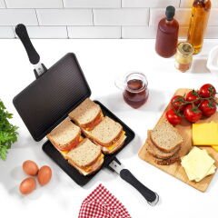 Tastemake Döküm Ocak Üstü Tost Izgara - Siyah - 20x26 cm