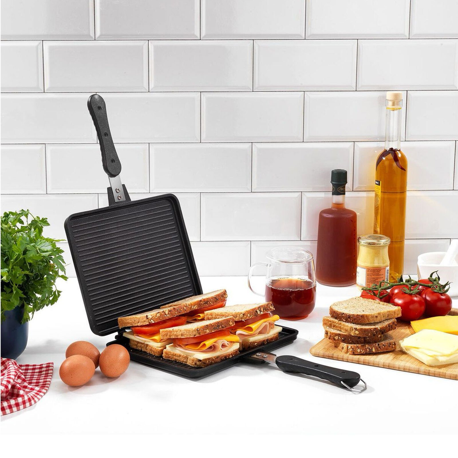 Tastemake Döküm Ocak Üstü Tost Izgara - Siyah - 20x26 cm