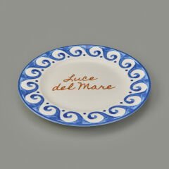 Kitchen Luve Del Mare Tatlı ve Kahvaltı Tabağı - Krem / Mavi - 21 cm