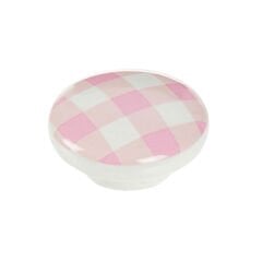 Ufo Pembe Kareli Düğme Kulp - Beyaz / Pembe