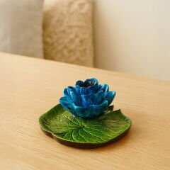 Deco Lotus Dekoratif Tabak - Mavi - 12 cm