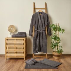 Soft Premium Unisex Bornoz - Antrasit - S / M