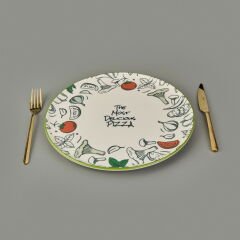 Kitchen Gourmet The Most Delicious Pizza Tabağı - Krem / Siyah - 30 cm