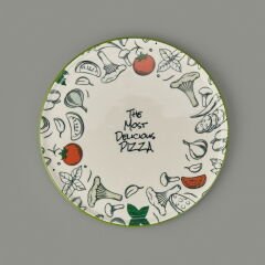 Kitchen Gourmet The Most Delicious Pizza Tabağı - Krem / Siyah - 30 cm