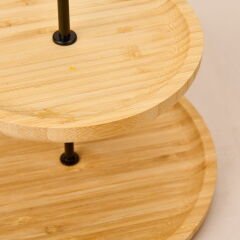 Houseware 2 Katlı Bambu Servis Tabağı - Açık Kahverengi - 21 cm