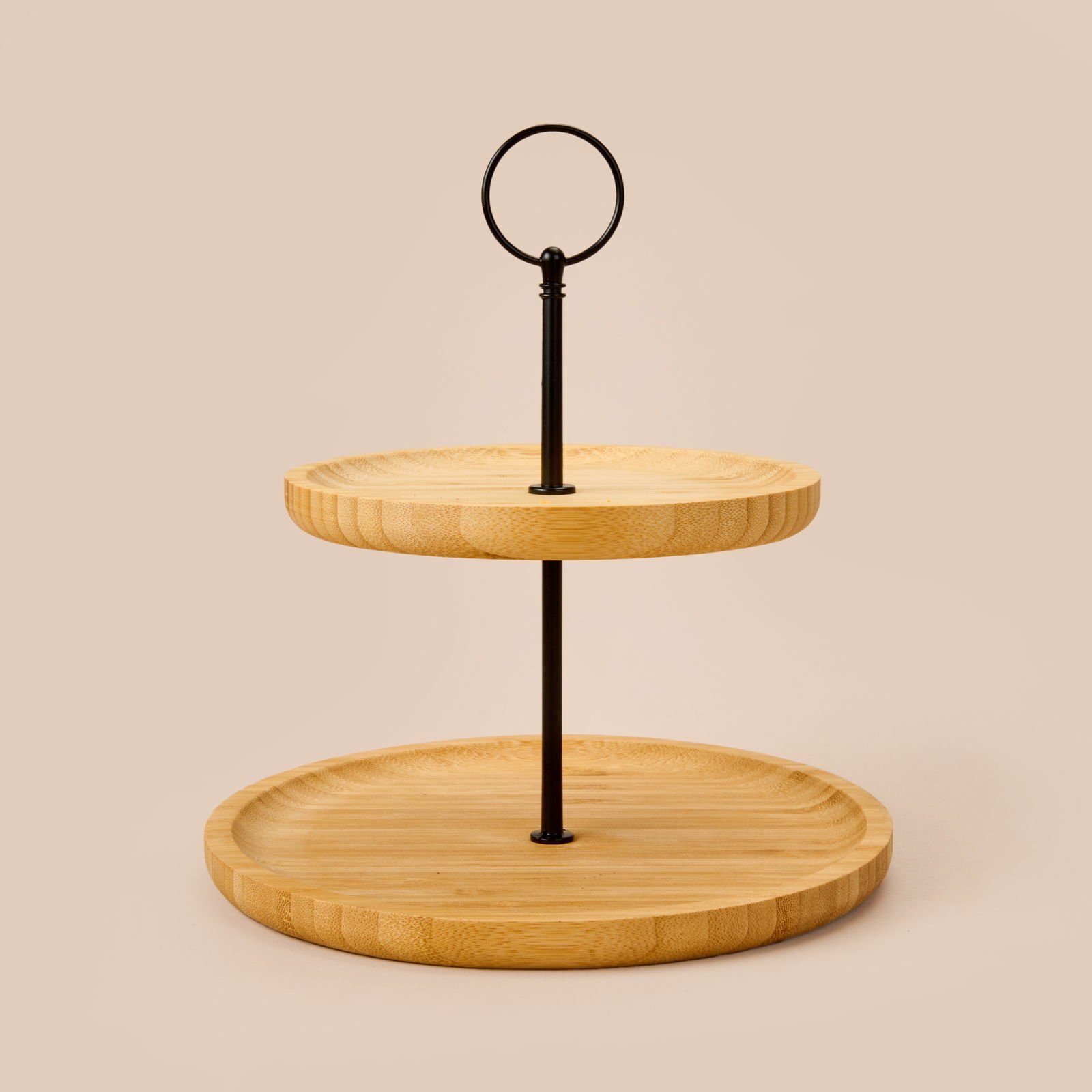 Houseware 2 Katlı Bambu Servis Tabağı - Açık Kahverengi - 21 cm