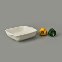 Porselen Büyük Boy Fırın Kabı - Krem - 25x21 cm