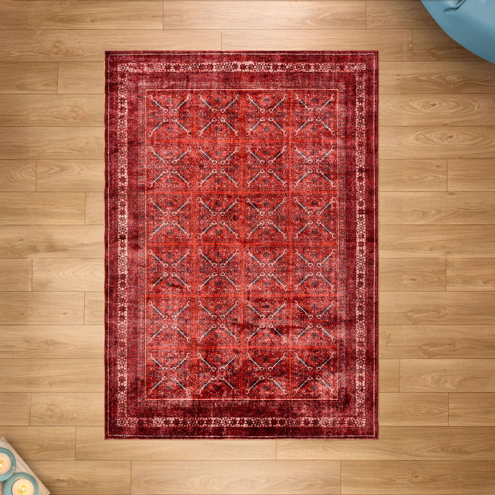 Soft Farah Makine Halısı - Kırmızı - 160x230 cm