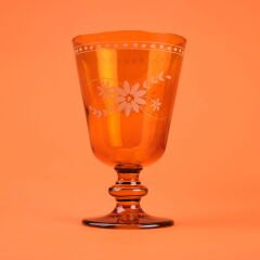 Nazenin 4'lü Ayaklı Su Bardağı Seti - Amber - 280 ml