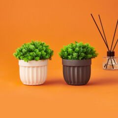 Dekor Saksılı Yapay Çiçek - Asorti - 14x14 cm