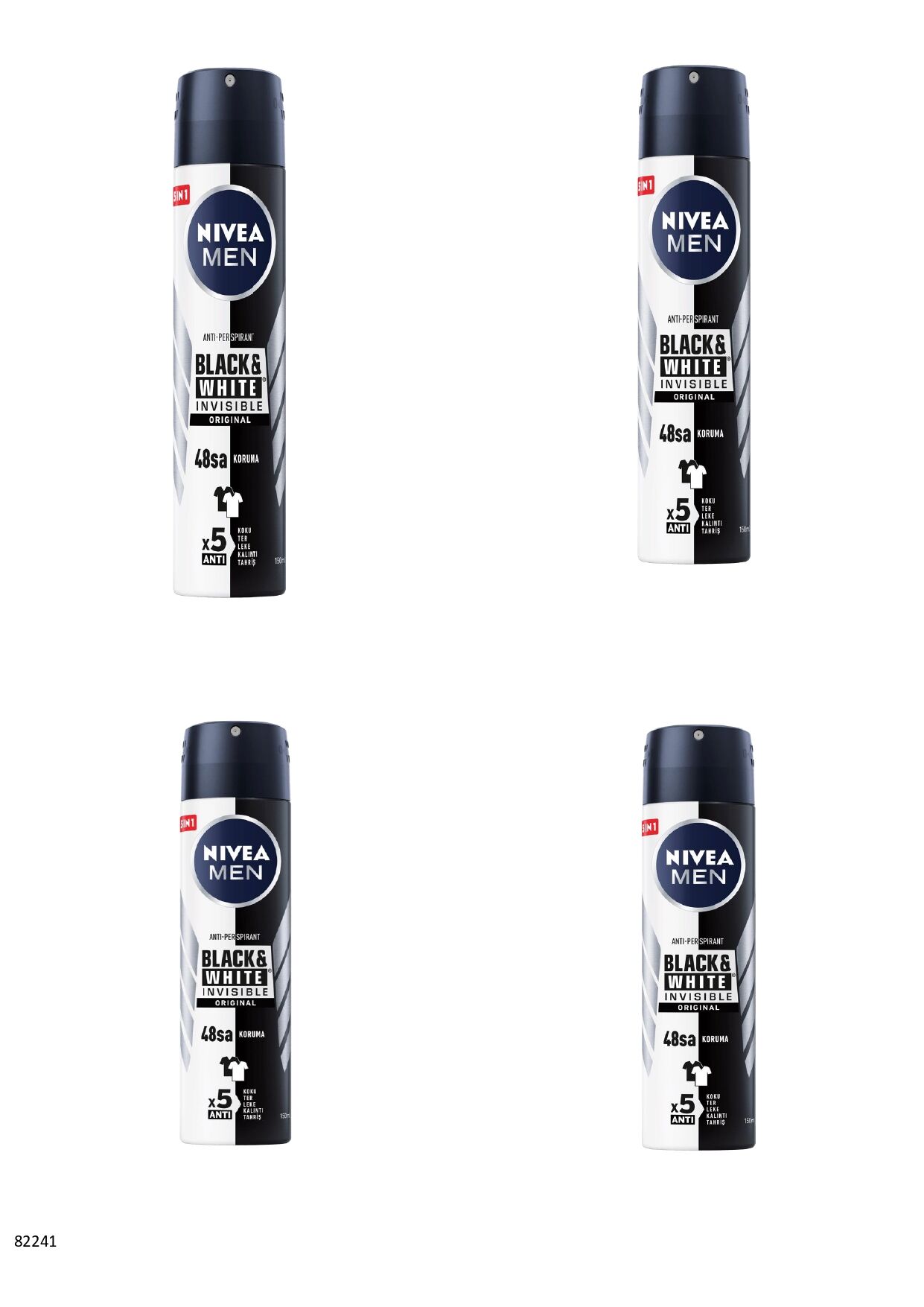 82241 NIVEA MEN BLACK  WHITE ORIGINAL SPREY  4 ADET