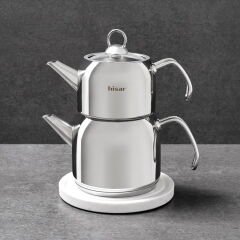 Satürn Çelik Çaydanlık - Inox - 2 lt + 1 lt