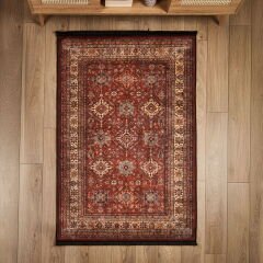 Soft Line Afgan Desenli Halı - Kırmızı - 120x180 cm
