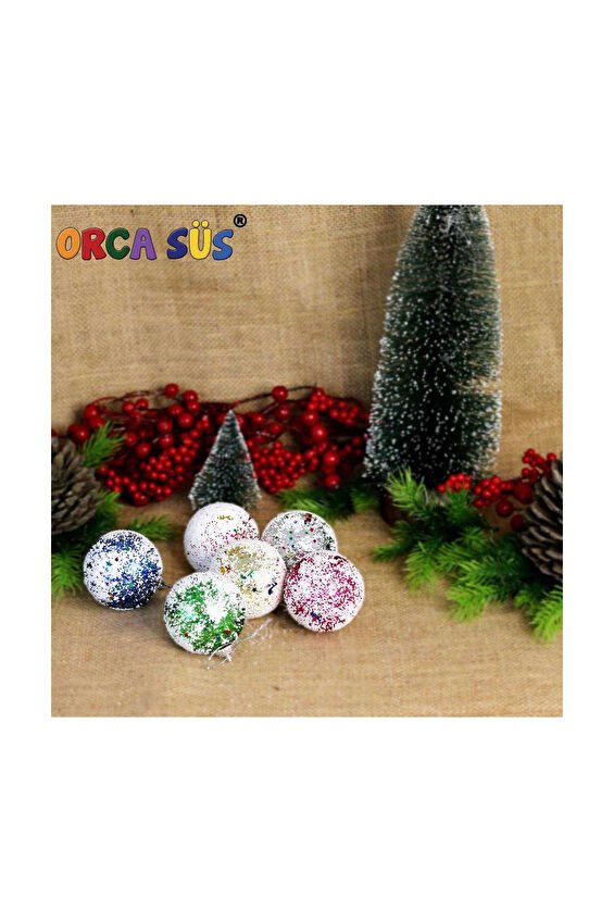 Yılbaşı Ağacı Süsü 6'Lı 6 cm Toplar Mix