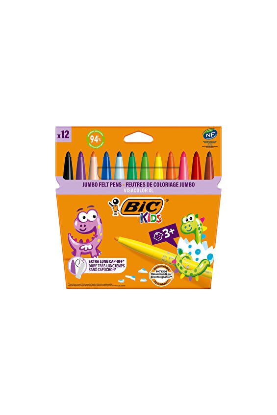 Bic Visa Jumbo Yıkanabilir Keçeli Boya Kalemi 12 li