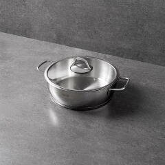 Teos Çelik Basık Tencere - Inox - 26 cm