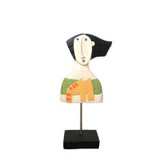Deco Kedili Kadın Biblo - Renkli - 30 cm