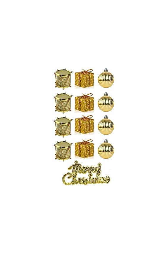 Yılbaşı Ağacı Süsü Dekoratif 4cm Karma Set 12 Li̇