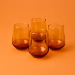 New Iconic 4'lü Su Bardağı Seti - Amber - 425 ml