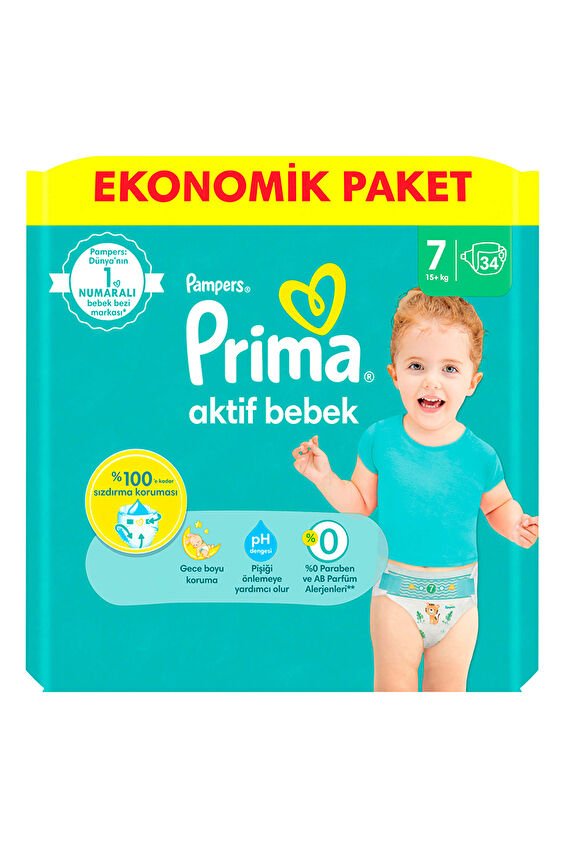 Prima Ekonomik Paket (7) XXL 15+ kg 34 Adet Bebek Bezi