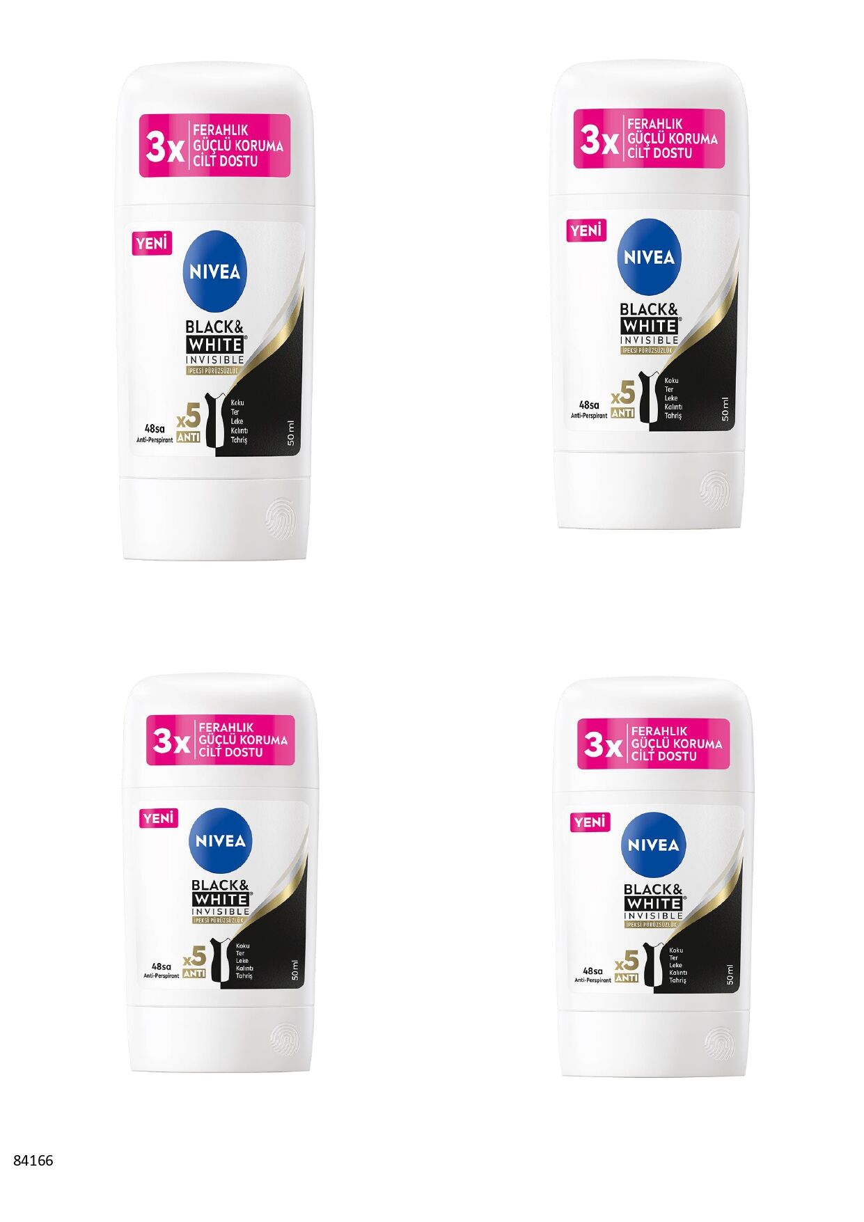 84166 NIVEA BLACK  WHITE İPEKSİ PÜRÜZSÜZLÜK STICK  4 ADET