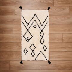 Soft Ethnic Banyo Paspası - Beyaz - 60x100 cm