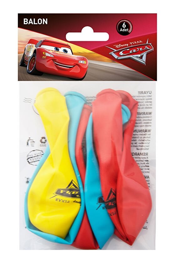 The Cars Poşet İçi 6'Lı Balon (4 Renk Baskılı)