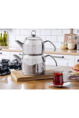 Hisar Satürn Metal Kulplu Çaydanlık 2+1 L