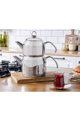 Hisar Satürn Metal Kulplu Çaydanlık 2+1 L