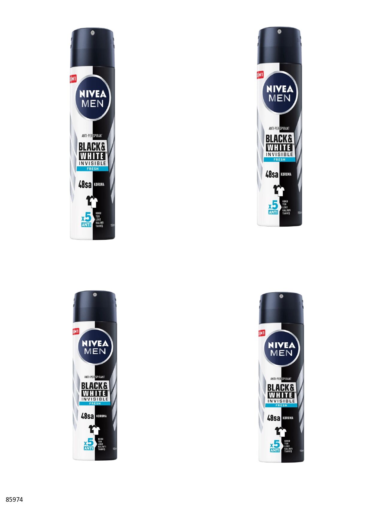 85974 NIVEA MEN BLACK  WHITE FRESH SPREY  4 ADET