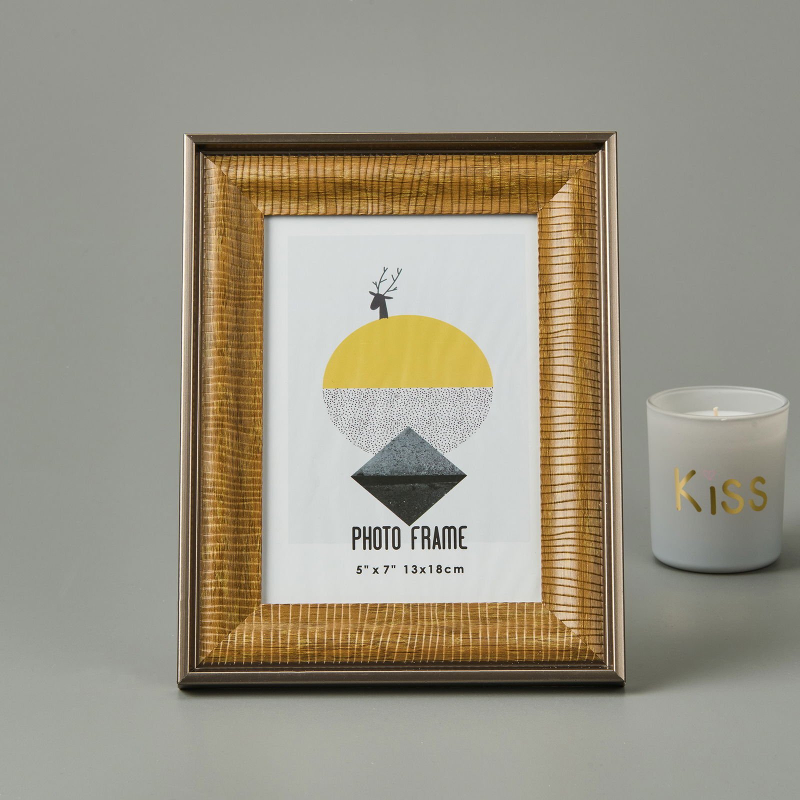 Dokulu Fotoğraf Çerçevesi - Kahverengi - 13x18 cm
