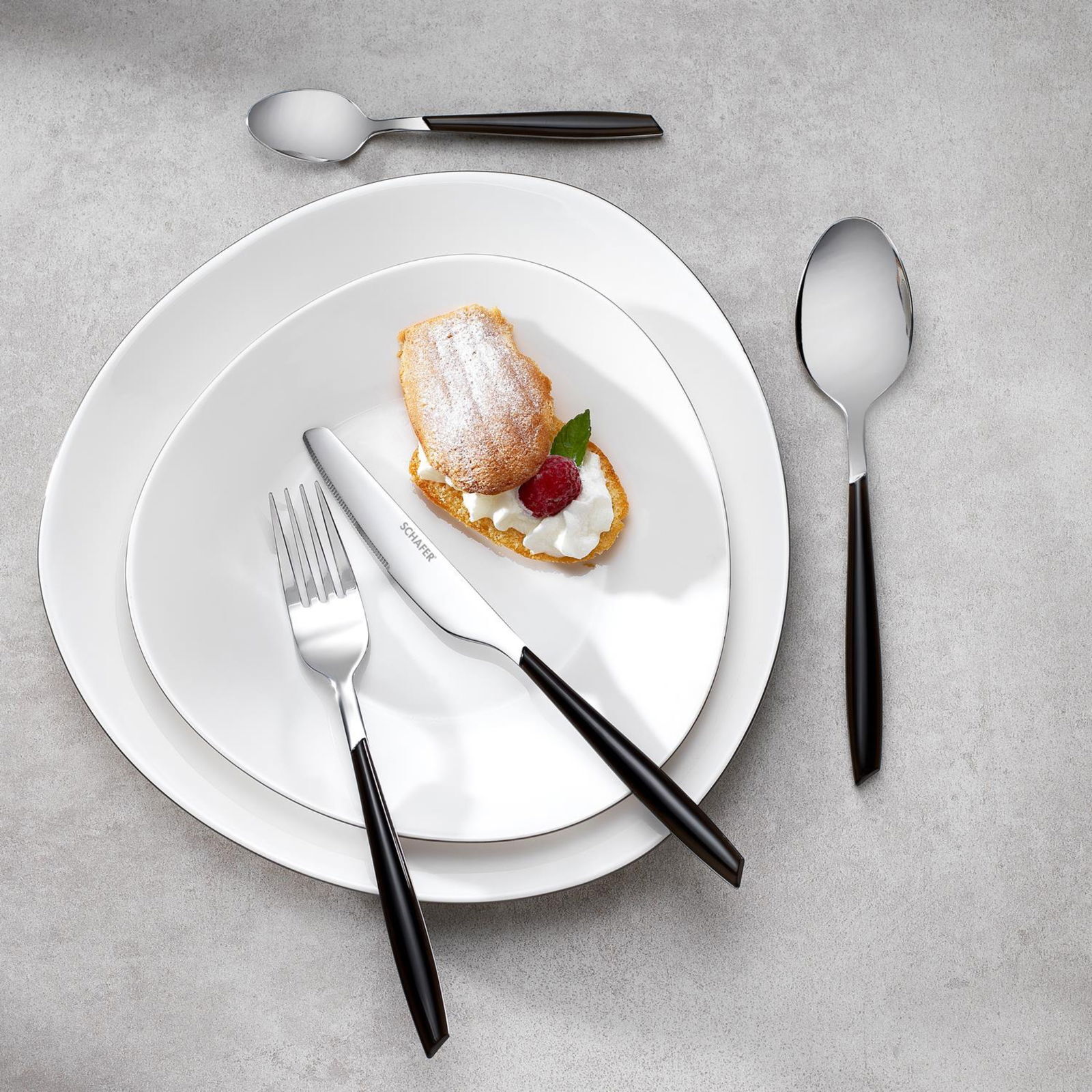 Mona 24 Parça Çatal Kaşık Bıçak Takımı - Siyah / Gri