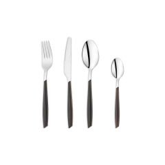 Mona 24 Parça Çatal Kaşık Bıçak Takımı - Siyah / Gri