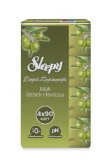 Sleepy Islak Havlu Zeytinyağlı 4x90'lı